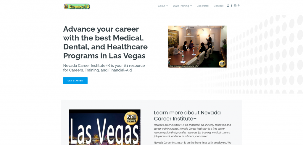 Fraudulent nevadacareerinstitute.info Home Page screenshot from the web