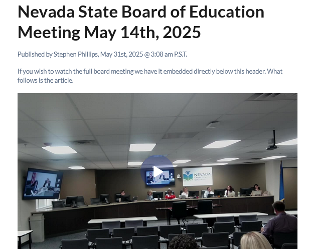 Nevada State Board of Education Meeting May 14th, 2025